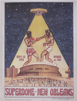 1978 Muhammad Ali vs. Leon Spinks Louisiana Superdome On-Site Fight Poster